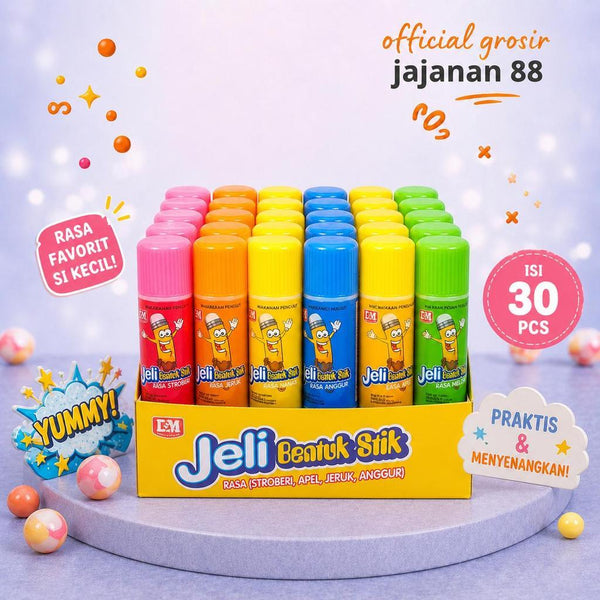 Jeli Bentuk Stik Rasa Anggur  Jeruk Apel Stroberi DSM isi 30