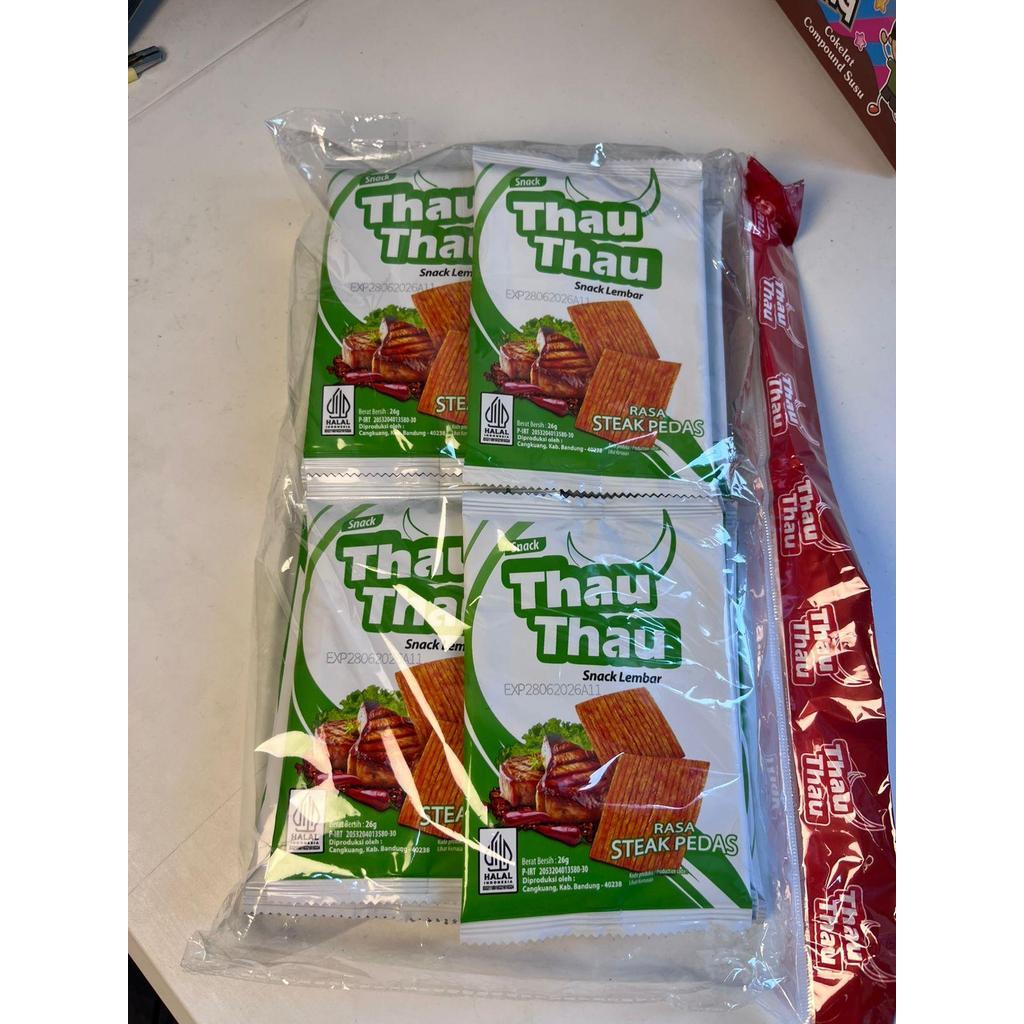 Snack Lembar Rasa Steak Pedas Thau Thau isi 20 pcs