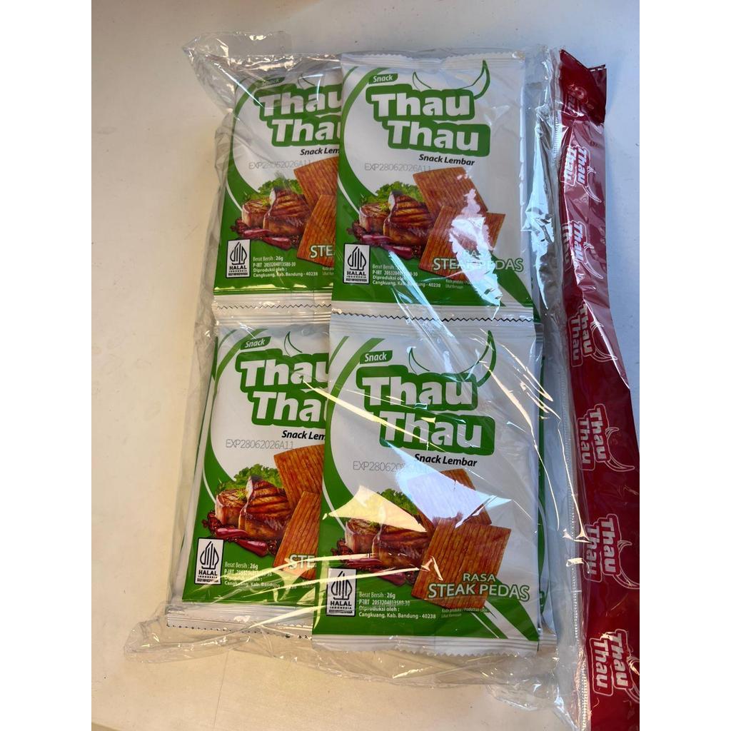 Snack Lembar Rasa Steak Pedas Thau Thau isi 20 pcs