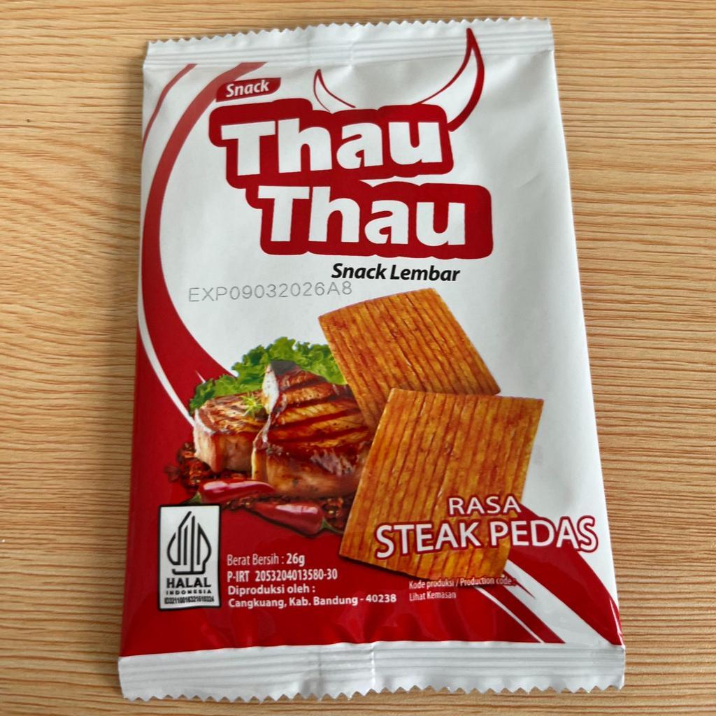 Snack Lembar Rasa Steak Pedas Thau Thau isi 20 pcs