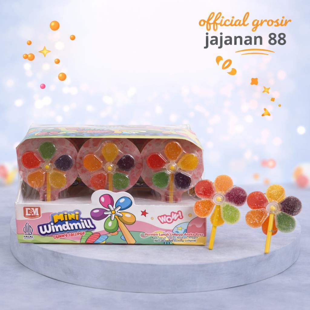 Permen lollipop Kipas Mini Windmil Rasa Anggur Jeruk Apel Nanas Stroberi DSM isi 30 pcs