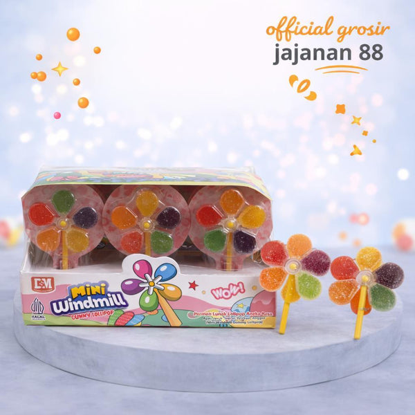 Permen lollipop Kipas Mini Windmil Rasa Anggur Jeruk Apel Nanas Stroberi DSM isi 30 pcs