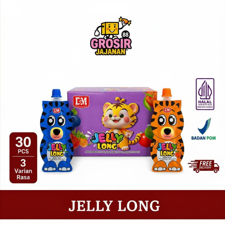 Jelly Long Rasa Buah Jeruk Anggur Apel Nanas Strawbery DSM 30 Pcs
