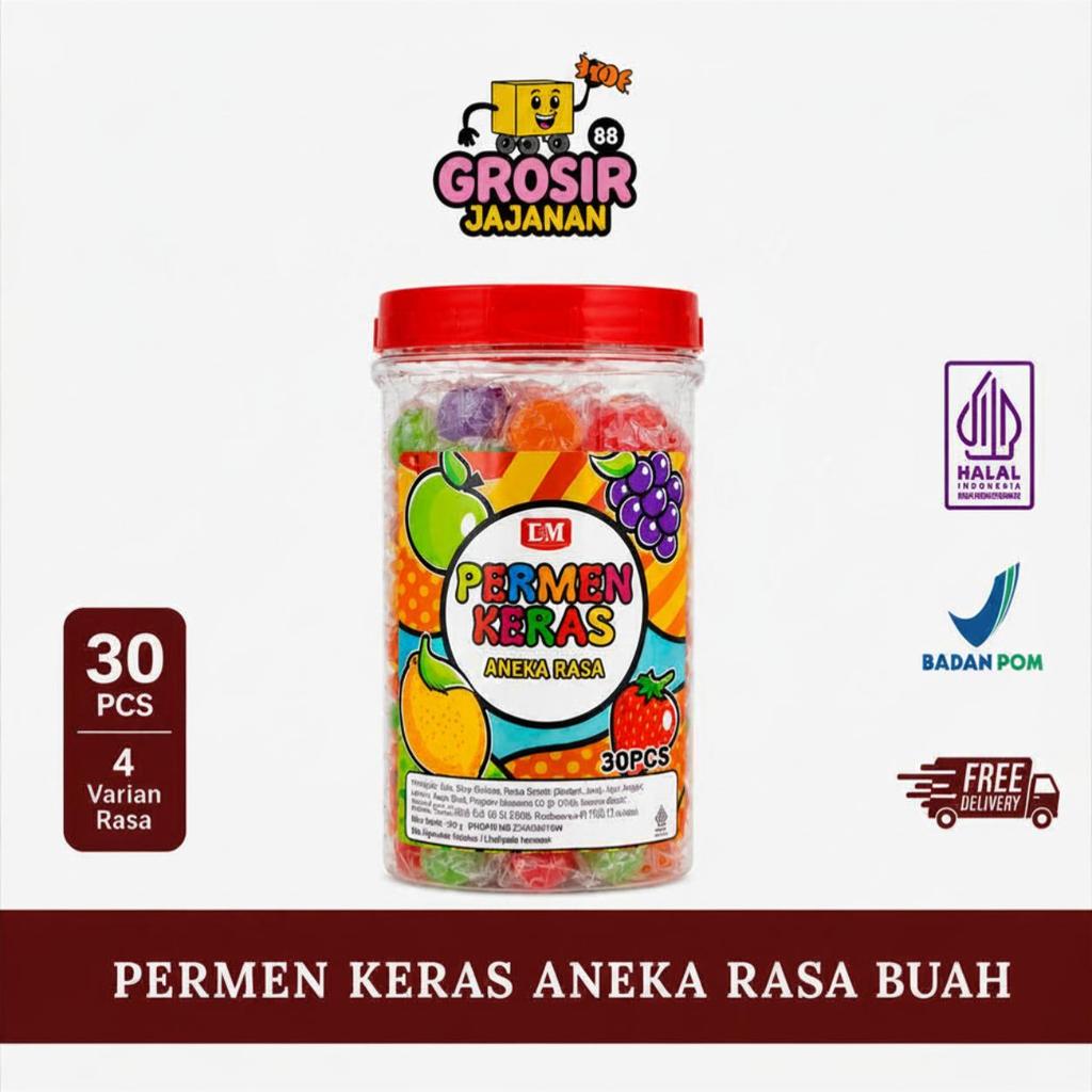 Permen Keras Rasa Jeruk Nanas Stroberi Anggur DSM isi 30 pcs