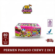 Permen Chewy Candy Rasa 2 in 1 Cokelat Susu Stroberi Susu Melon Susu Parago isi 80 pcs