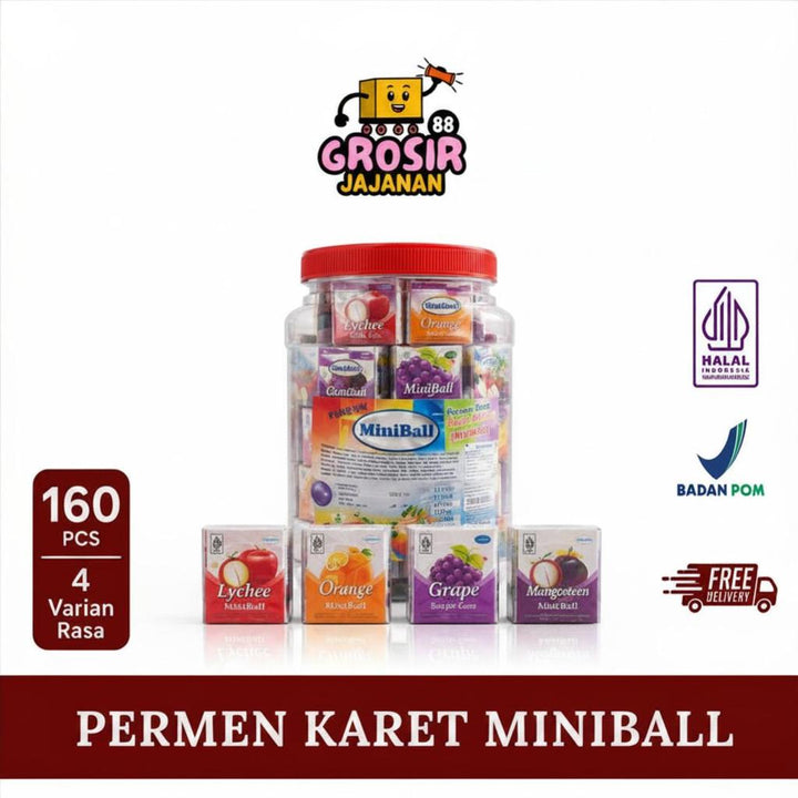 Permen Karet Minibal Jumbo Aneka rasa Buah Playgum Isi 157 Pcs