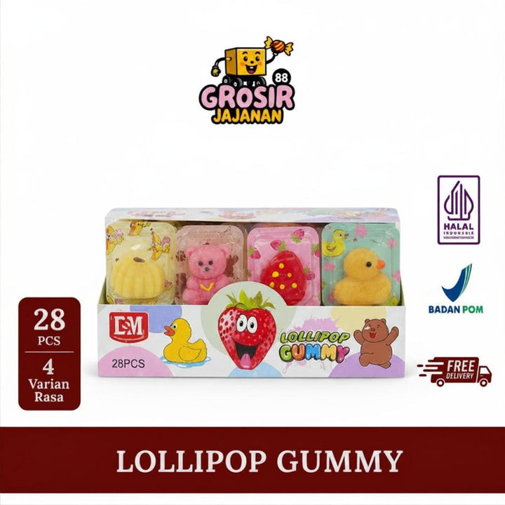 Permen Lunak Lollipop Gummy Jumbo DSM 28 pcs