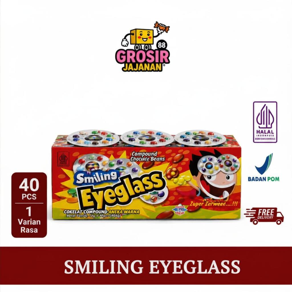 Cokelat Compound Chocolate Smiling Eyeglass isi 40 pcs