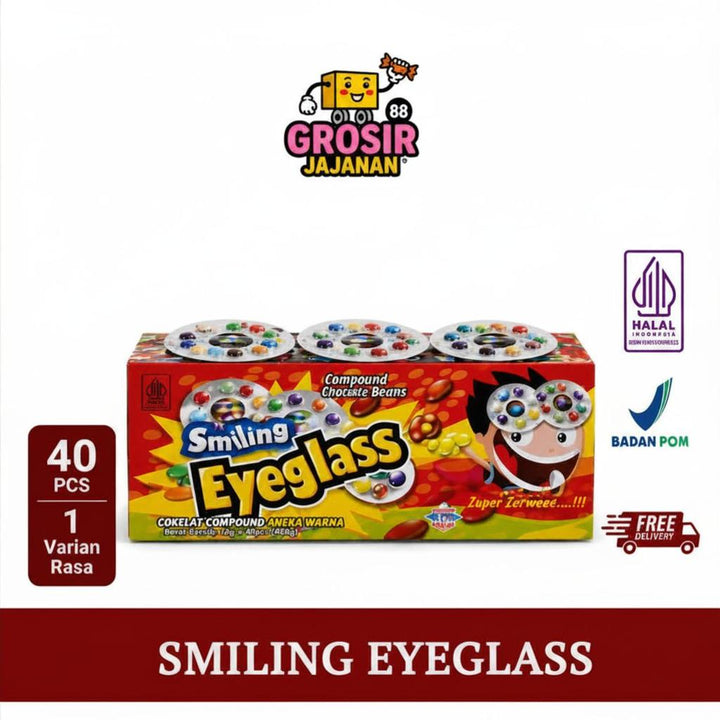 Cokelat Compound Chocolate Smiling Eyeglass isi 40 pcs
