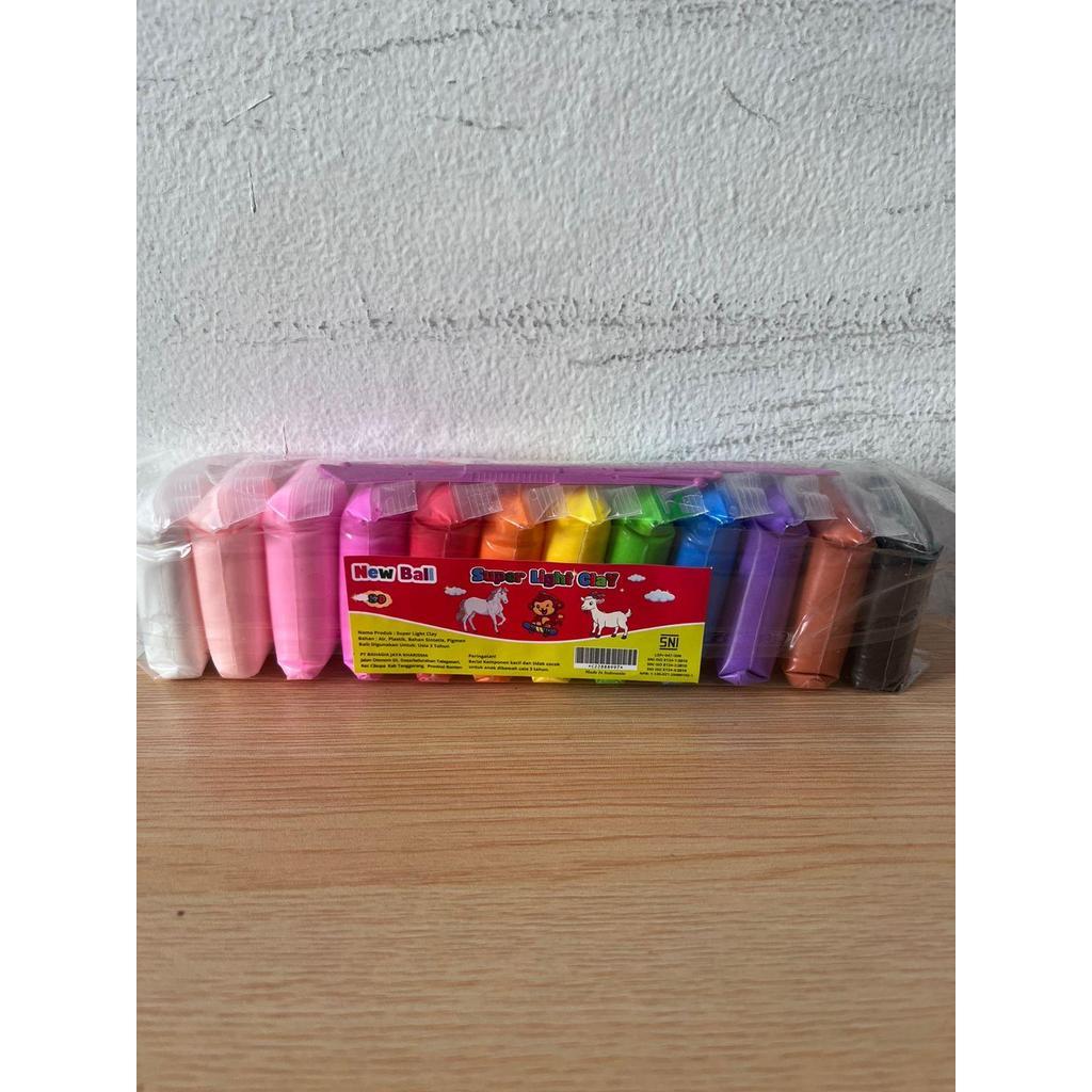 Mainan Anak-Anak Super Light Clay New Ball Lengkap isi 12 Warna untuk Kreativitas Anak Mudah Digunakan Aman dan Fleksibel