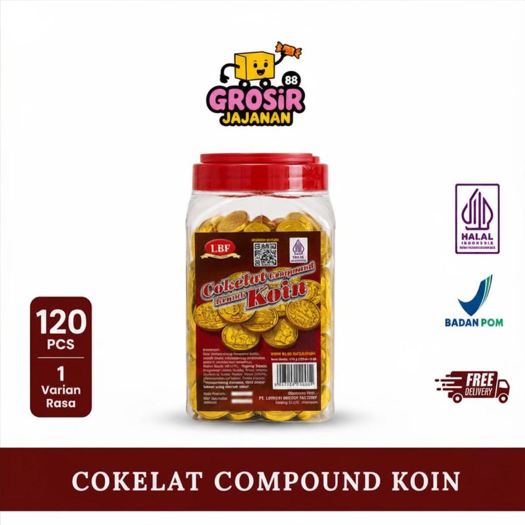 Cokelat Koin isi 120 PCS Compound  Snack Lezat