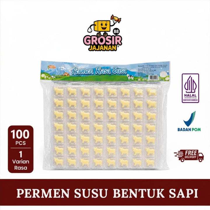 Permen rasa Susu Bentuk Hewan Sapi PENGUIN isi 100 pcs