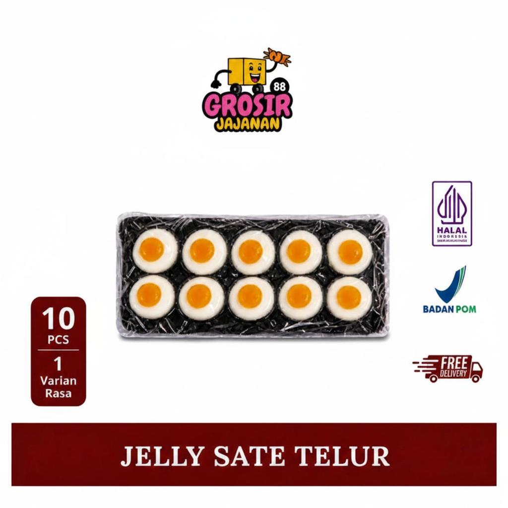 Jeli Agar Bentuk Telur Rasa Jeruk Apel Anggur Stroberi QeQe isi 10