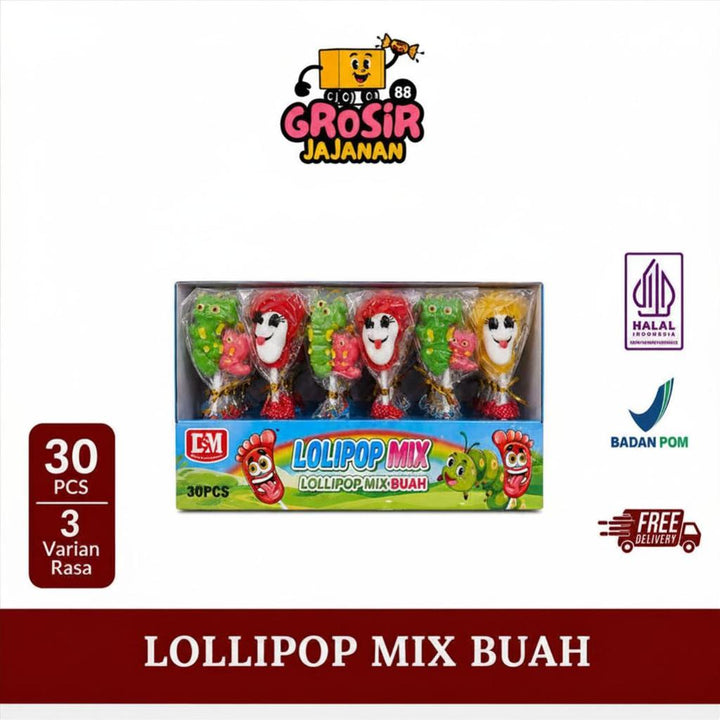 Permen Keras Lollipop Mix Aneka Rasa Buah DSM isi 30 pcs