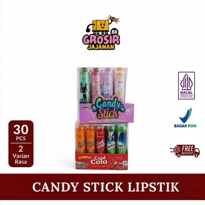Permen Lunak Jelly Candy Stick Rasa Strawbery Apel Jeruk Anggur Leci Mangga Luvmi 1 Box Isi 30 Pcs