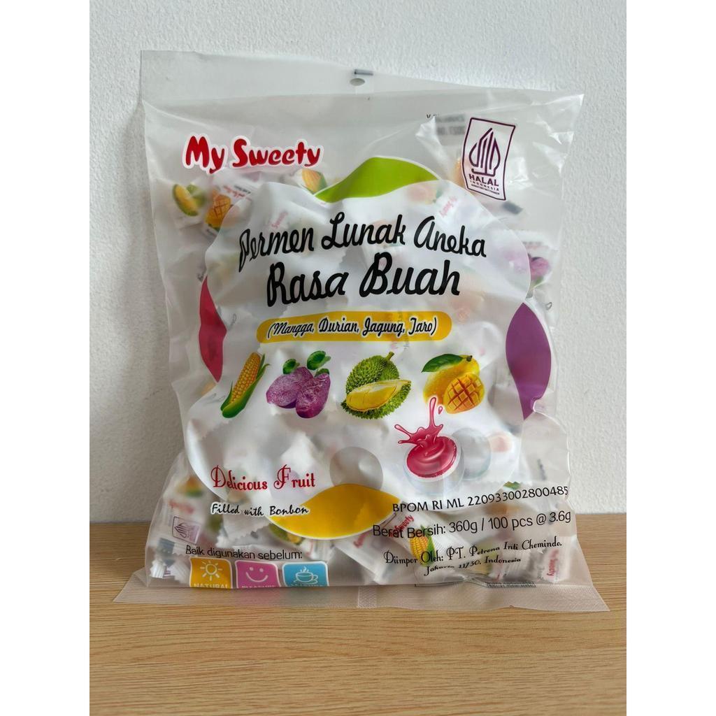 Permen Lunak Varian 7 Rasa Buah & 4 Varian Rasa Buah Mysweety isi 100 pcs