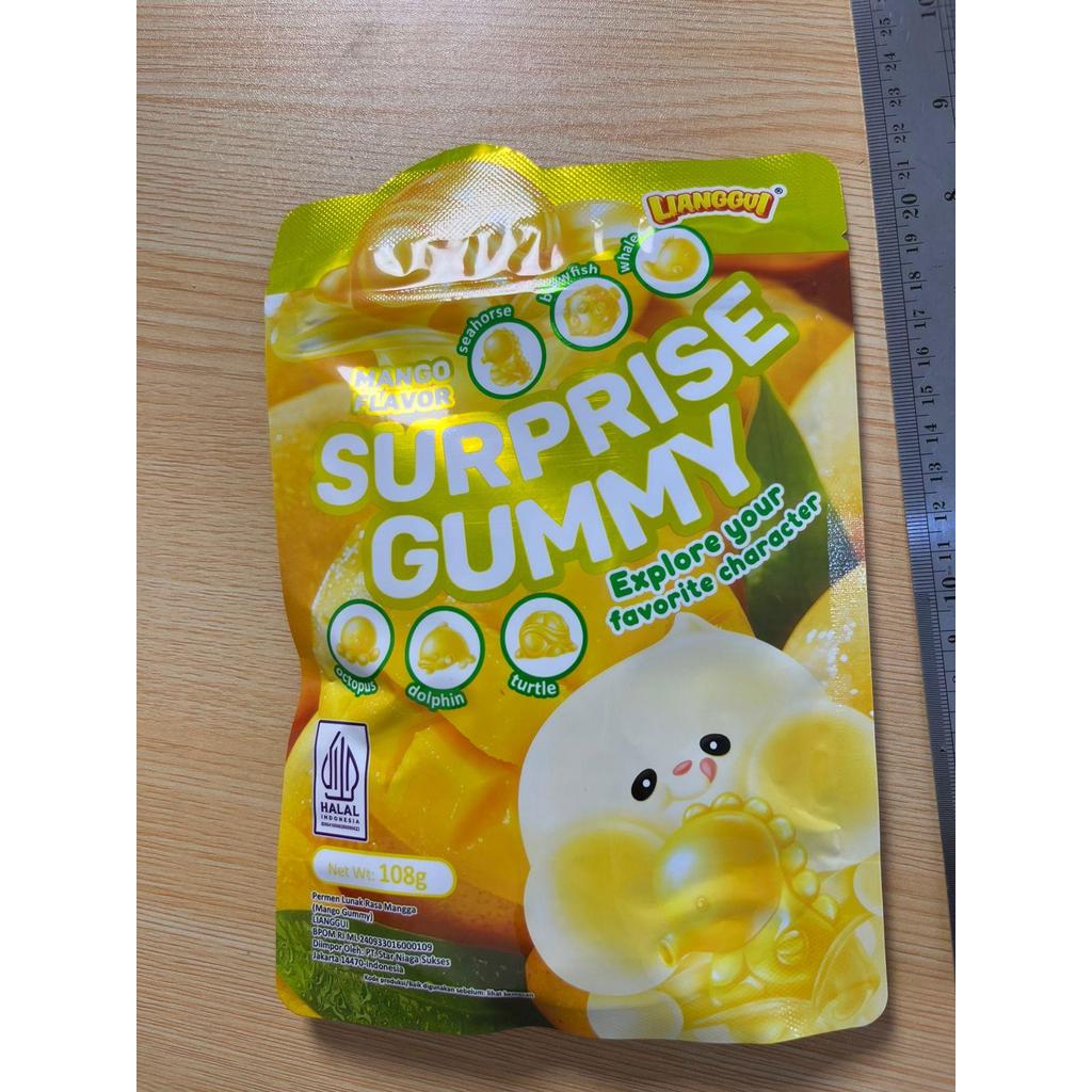 Permen Lunak Gummy Suprise Rasa Anggur Stroberi Mangga Lianggui