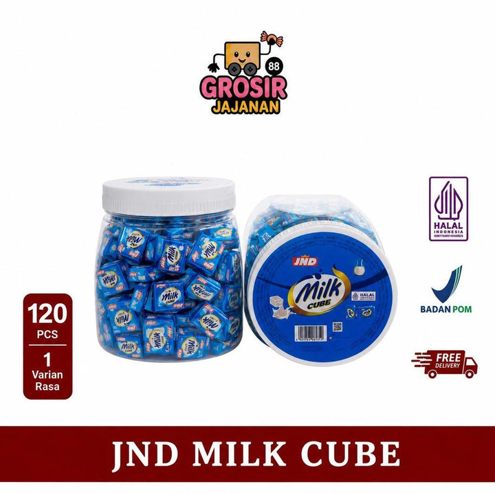 Cokelat Milk Cube JND 1 Toples isi 120 Pcs