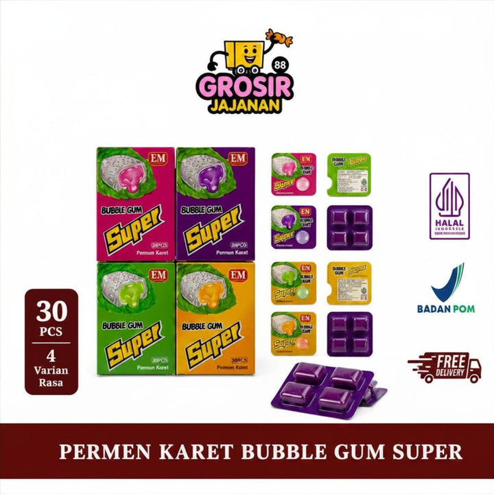 Permen Karet Super Aneka Rasa Buah DSM isi 30 pcs