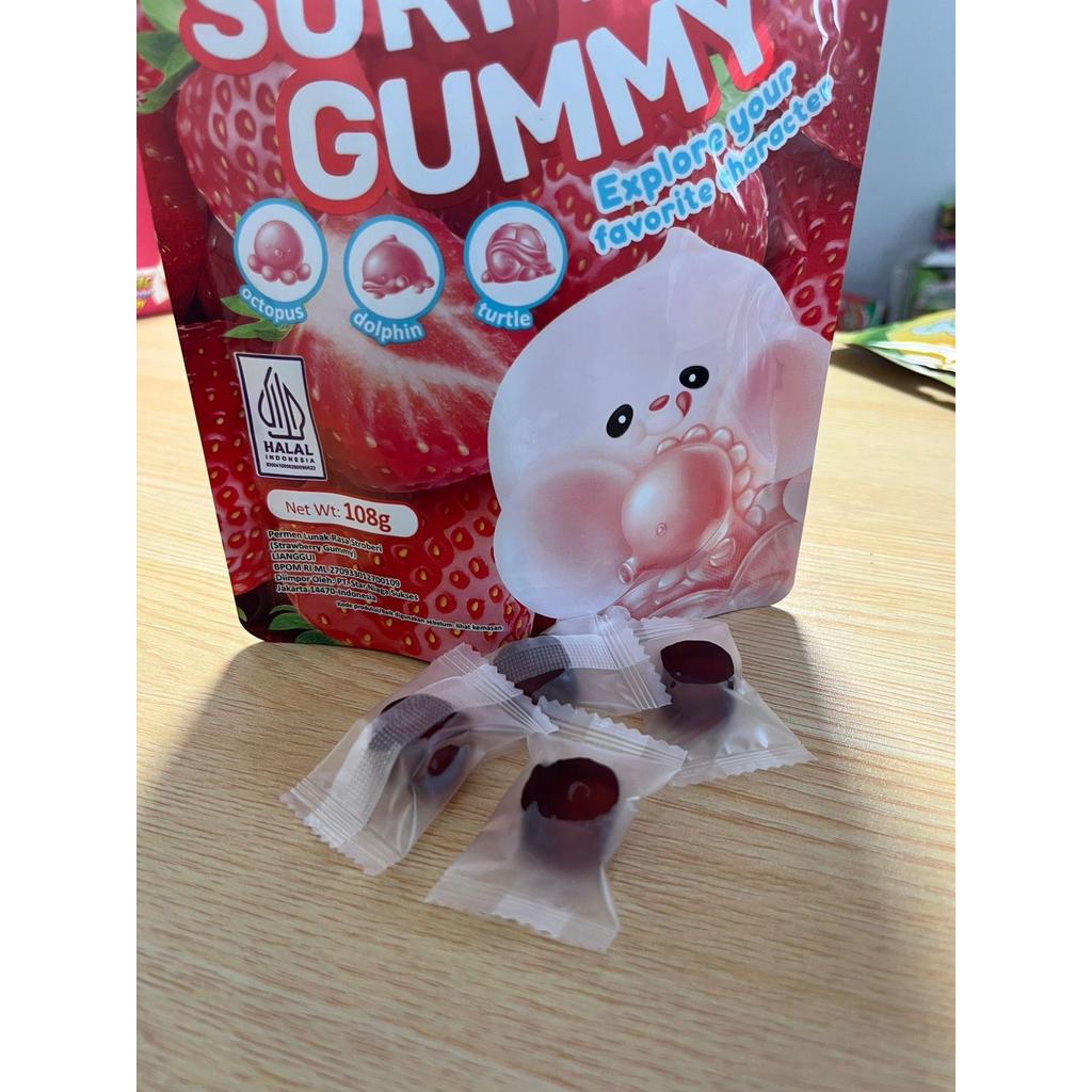 Permen Lunak Gummy Suprise Rasa Anggur Stroberi Mangga Lianggui