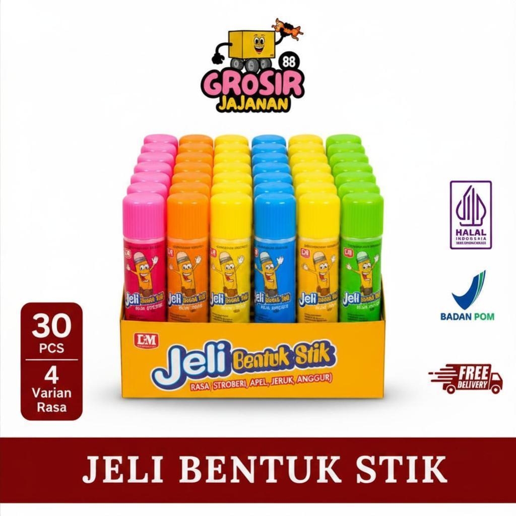 Jeli Bentuk Stik Rasa Anggur  Jeruk Apel Stroberi DSM isi 30
