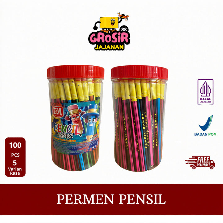 Permen Lollipop Bentuk Pensil isi 100 PCS
