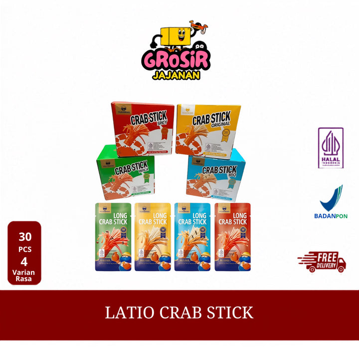 SNACK Latio Crab Stick Yujiaweng Rasa Original Bbq Mala Spicy isi 30 pcs