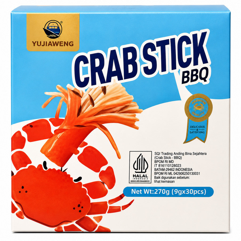 SNACK Latio Crab Stick Yujiaweng Rasa Original Bbq Mala Spicy isi 30 pcs