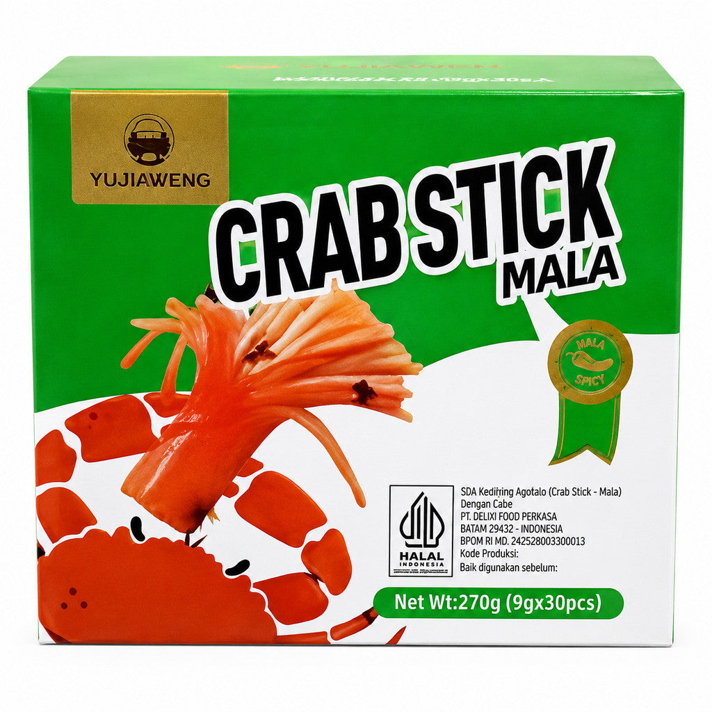 SNACK Latio Crab Stick Yujiaweng Rasa Original Bbq Mala Spicy isi 30 pcs