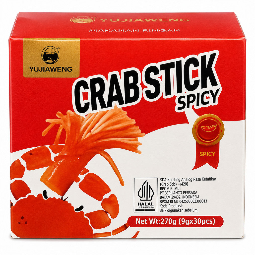 SNACK Latio Crab Stick Yujiaweng Rasa Original Bbq Mala Spicy isi 30 pcs