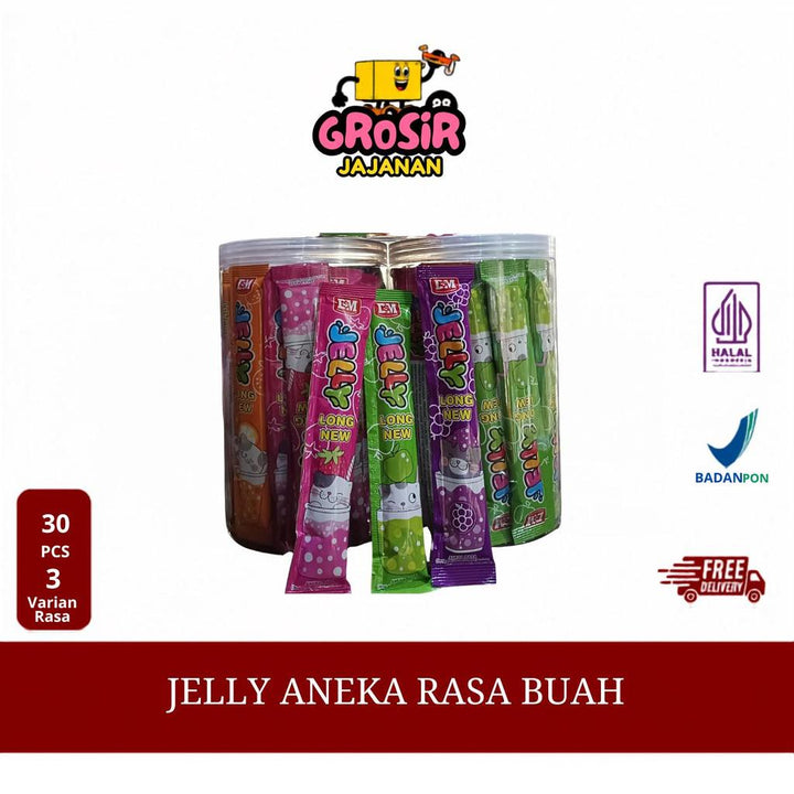 OBRAL!!!Jelly New Long Aneka Rasa Buah DSM isi 30 pcs