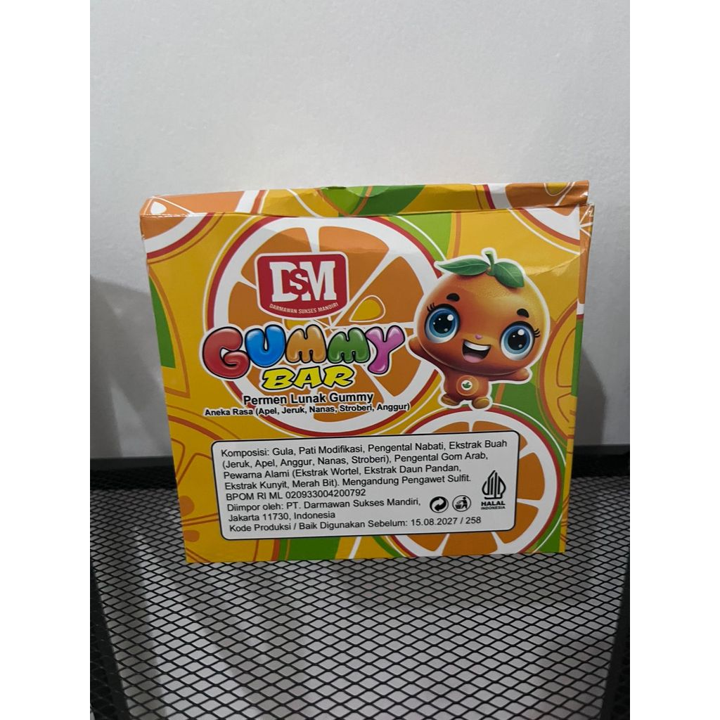 Permen Lunak Gummy Bar Aneka Rasa 30 PCS Jeruk DSM