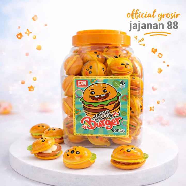 Marshmallow Bentuk Burger DSM isi 60 pcs
