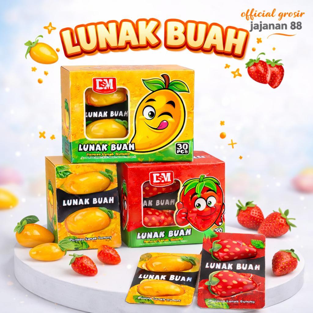 Permen Lunak Gummy Rasa Buah Mangga Strawberry DSM isi 30 pcs