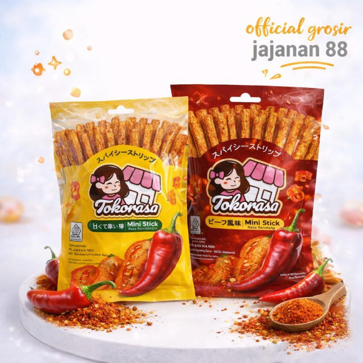Snack Mini Stick Rasa Rendang dan Pedas Manis Tokorasa isi 10 pcs