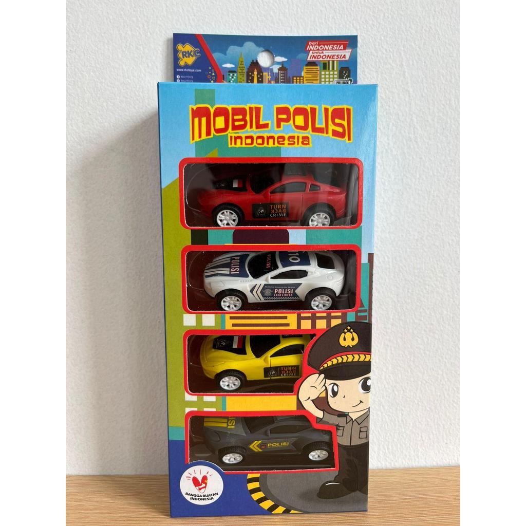 Mainan Mobil Polisi Indonesia 4 PCS Set Mobil Polisi untuk Anak-anak Bermain Imajinasi dan Belajar