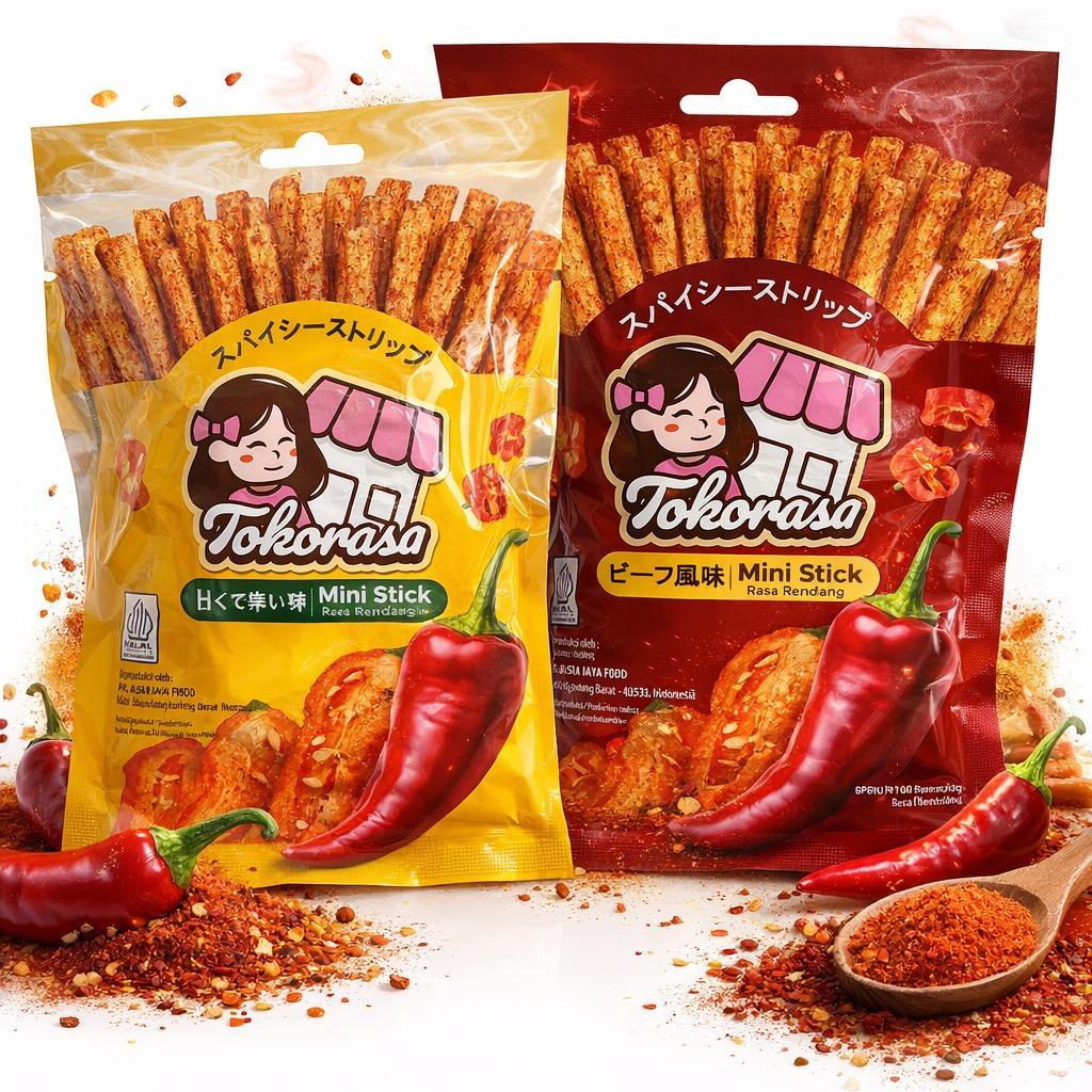 Snack Mini Stick Rasa Rendang dan Pedas Manis Tokorasa isi 10 pcs