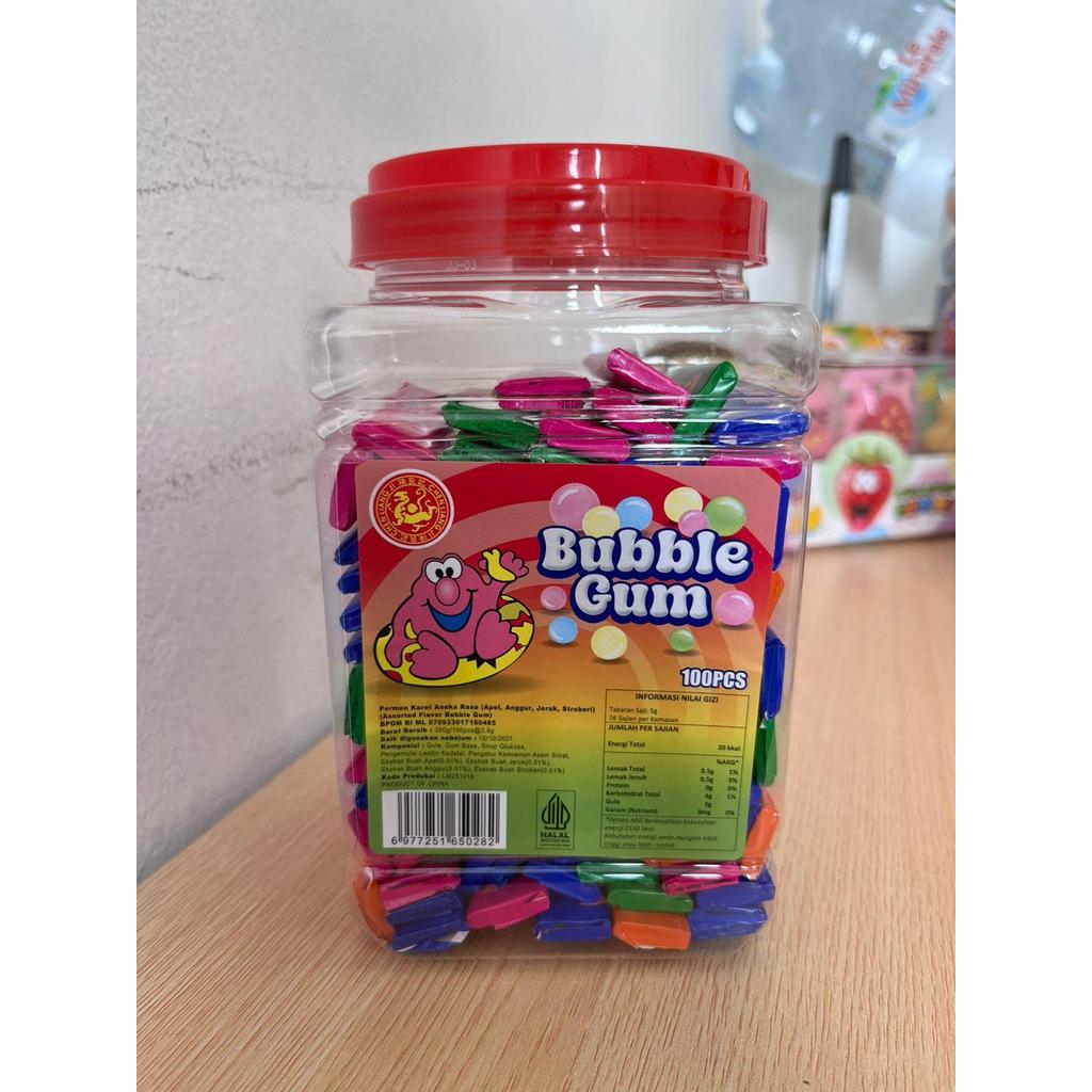 Permen Karet Aneka Rasa Bubble Gum Toples Kotak Sedang 100 PCS Chen Liang